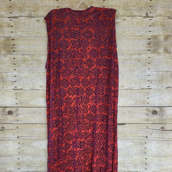 LuLaRoe XL Joy - NWT Rust Red, Blue Velvet, Metallic Gold Longline Vest - Picture 2 of 7